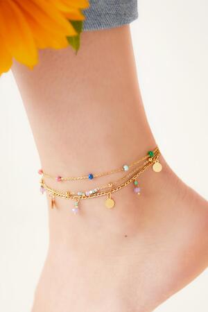 Tobilleras perlas de colores Oro Acero inoxidable h5 Imagen2